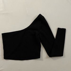 Pacsun Black One Shoulder Long sleeve Crop Top